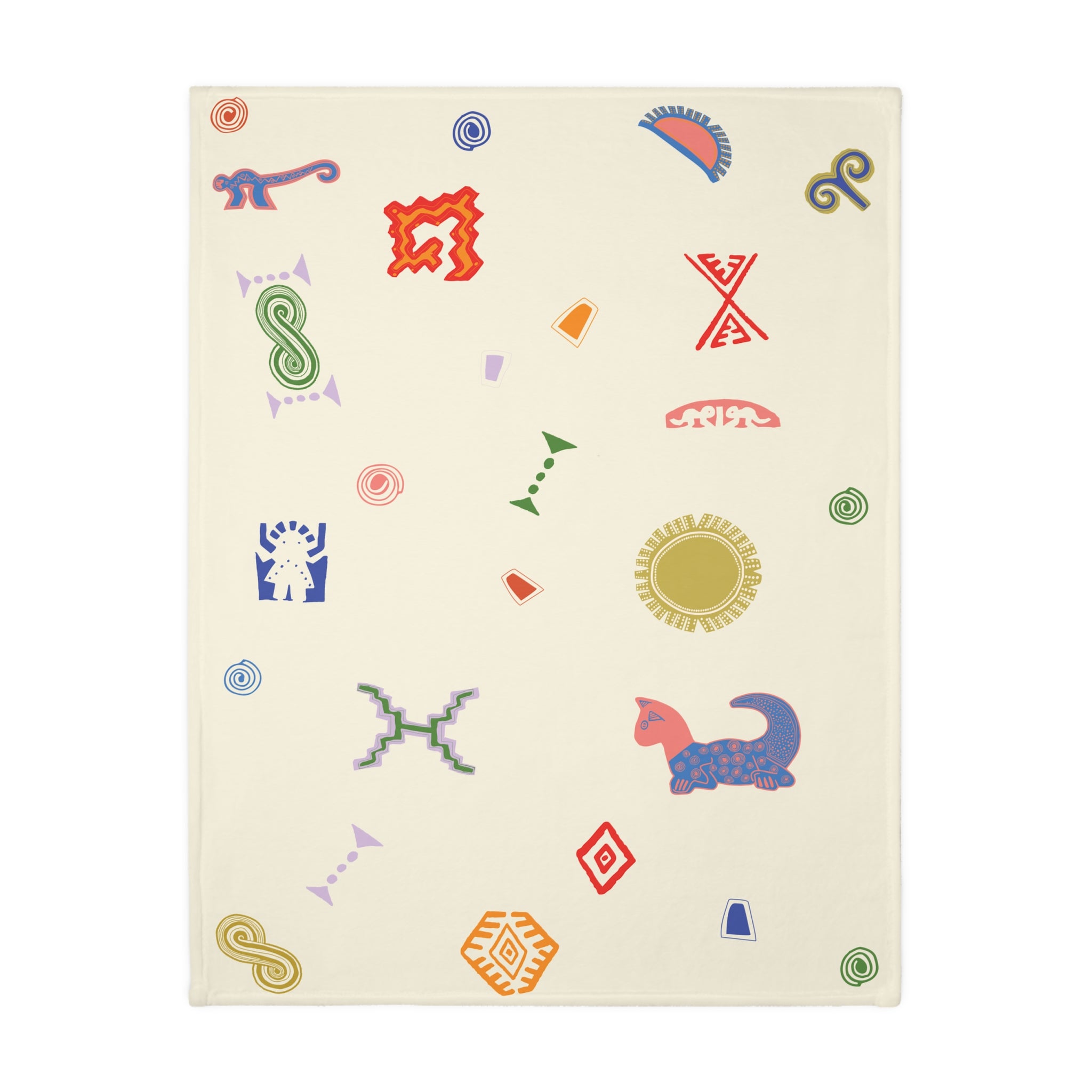 Colombian Dreams Abstract Geometric Cats Blanket | Two-Sided Microfiber Throw