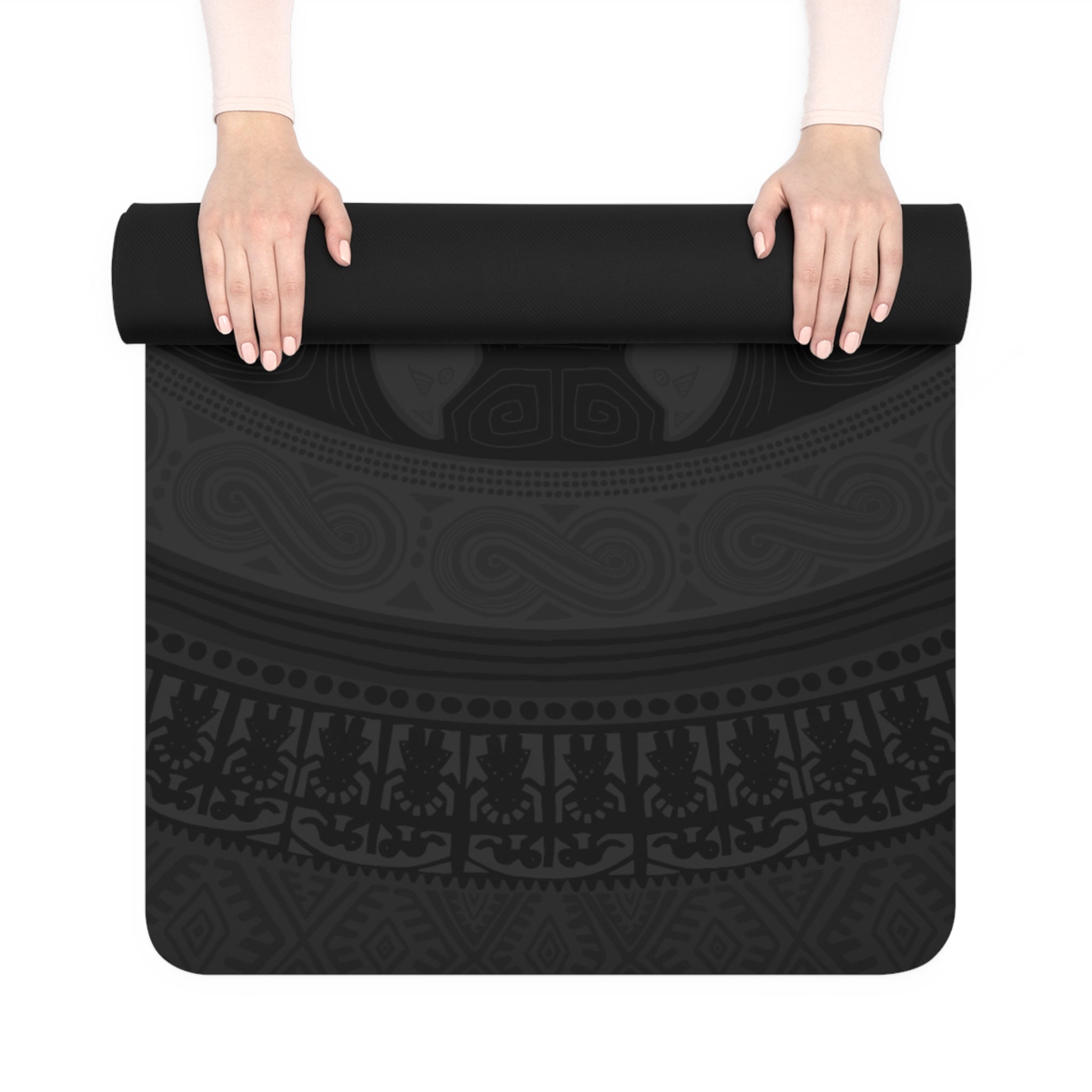 Colombian Dreams Yoga Mat | Black Mandala Pattern Rubber Yoga Mat