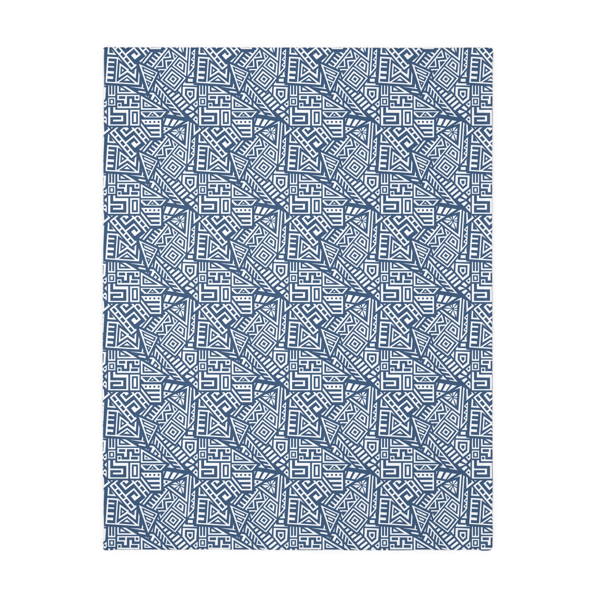 Dancing Ladies African Dancers Blanket | Geometric Pattern Reversible Velveteen Microfiber Blanket| Dark Blue and White