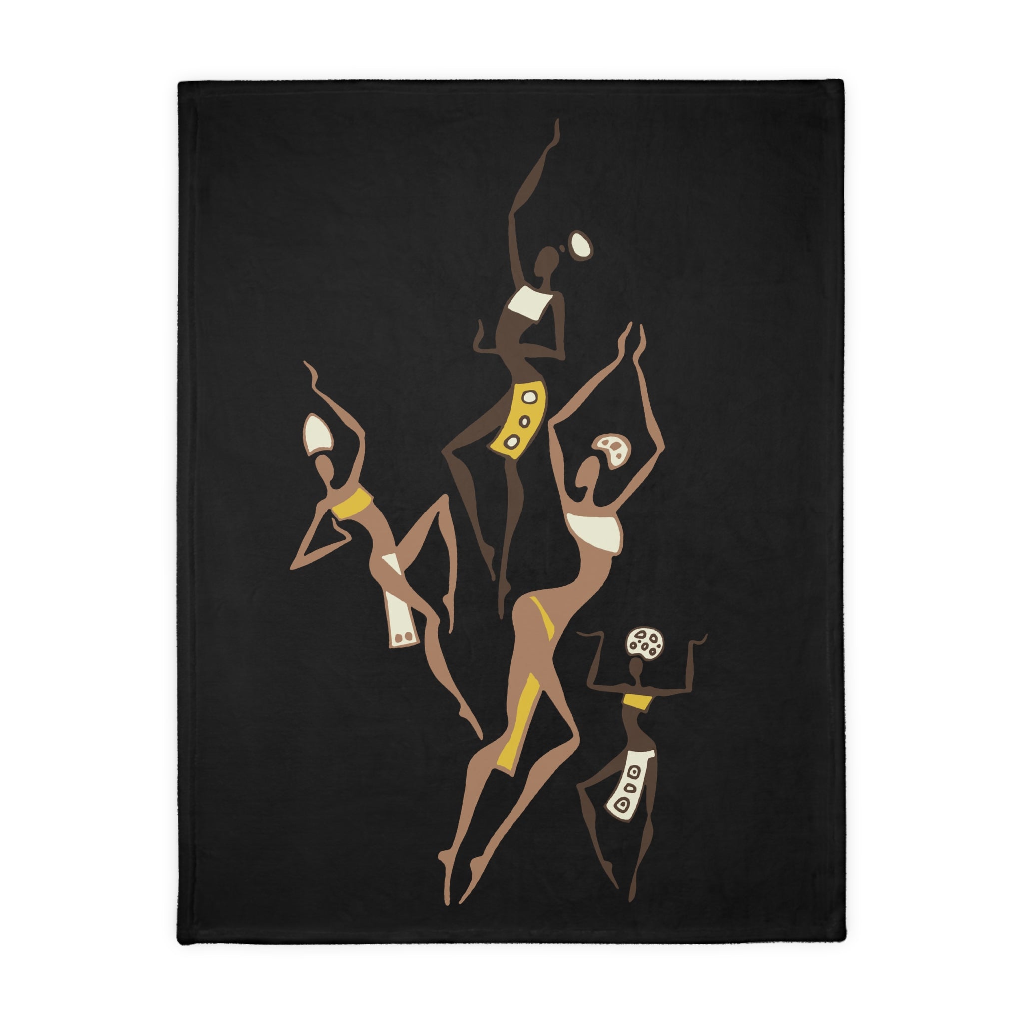 Dancing Ladies African Dance Figures blanket | Velveteen Microfiber Blanket| Black and Brown