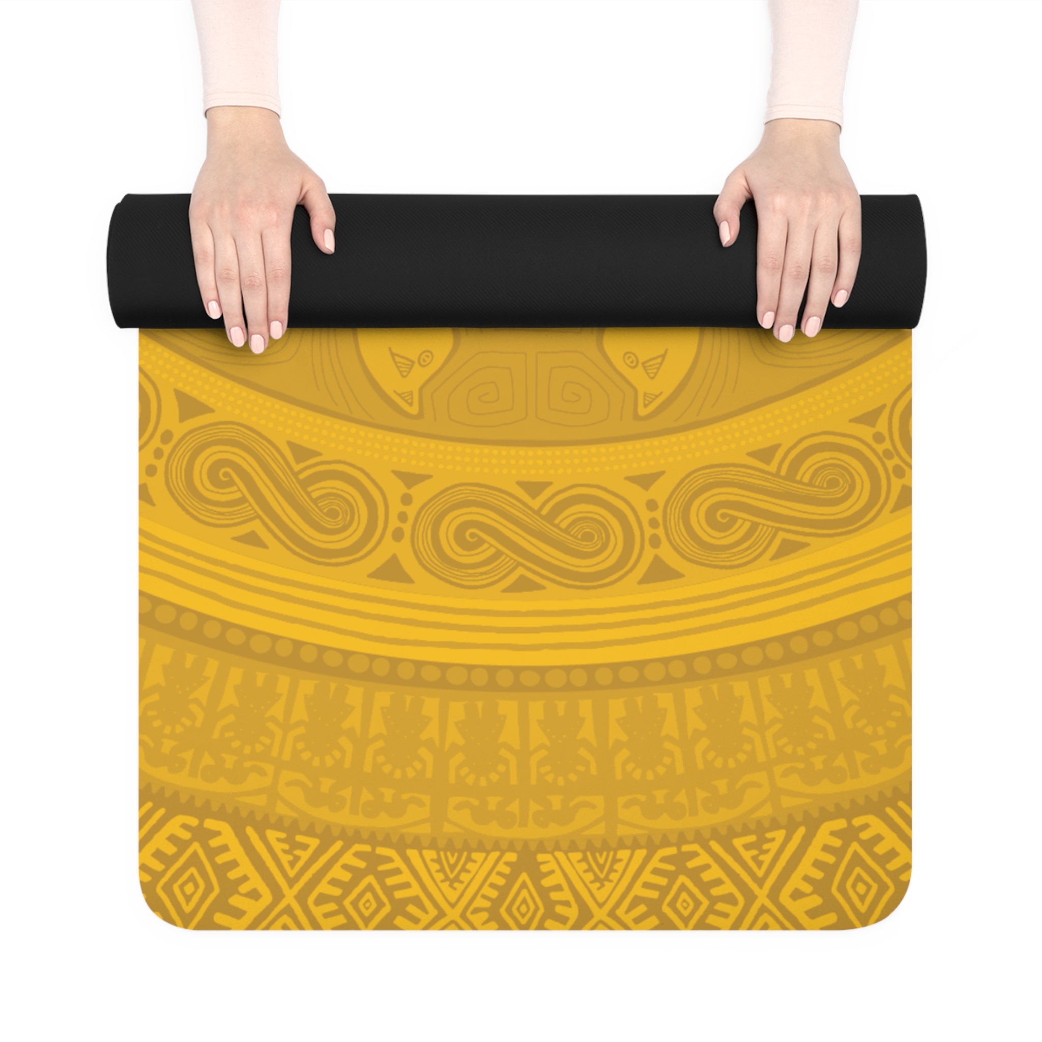 Colombian Dreams Yoga Mat | Golden Mandala Rubber Yoga Mat | Non-Slip Meditation Mat