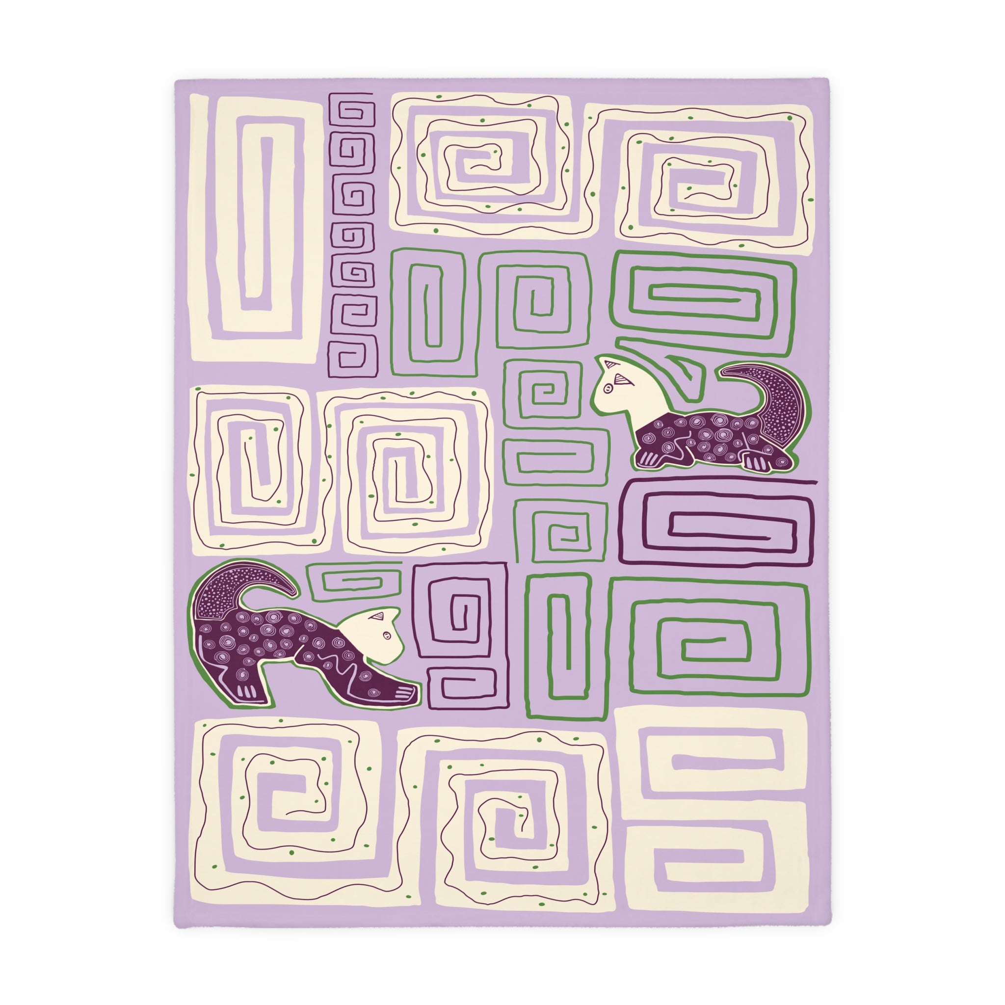 Colombian Dreams Abstract Cat Velveteen Microfiber Blanket (Two-sided print)