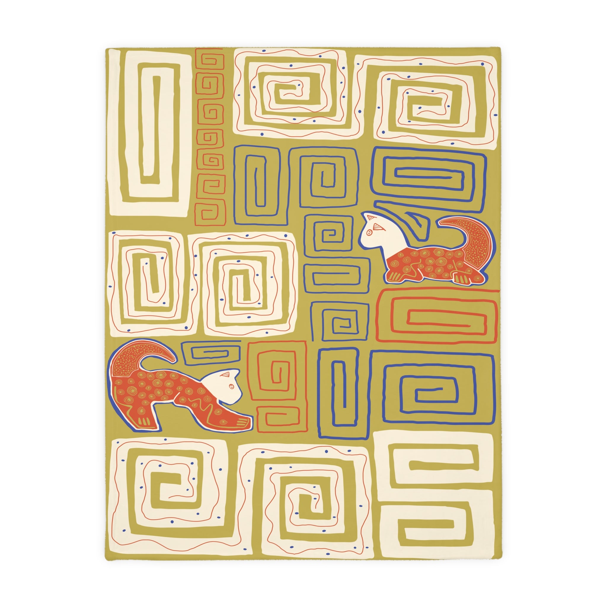 Colombian Dreams Abstract Geometric Cats Blanket | Two-Sided Microfiber Throw