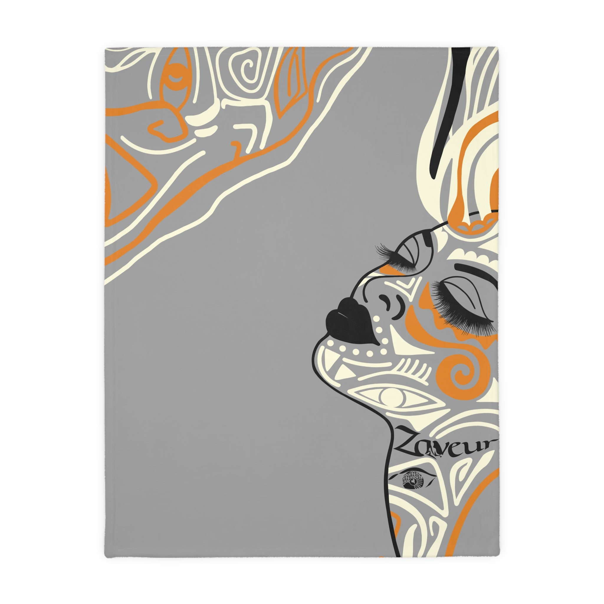 Queen of Phoenix Abstract Tribal Face Art Blanket | Velveteen Microfiber