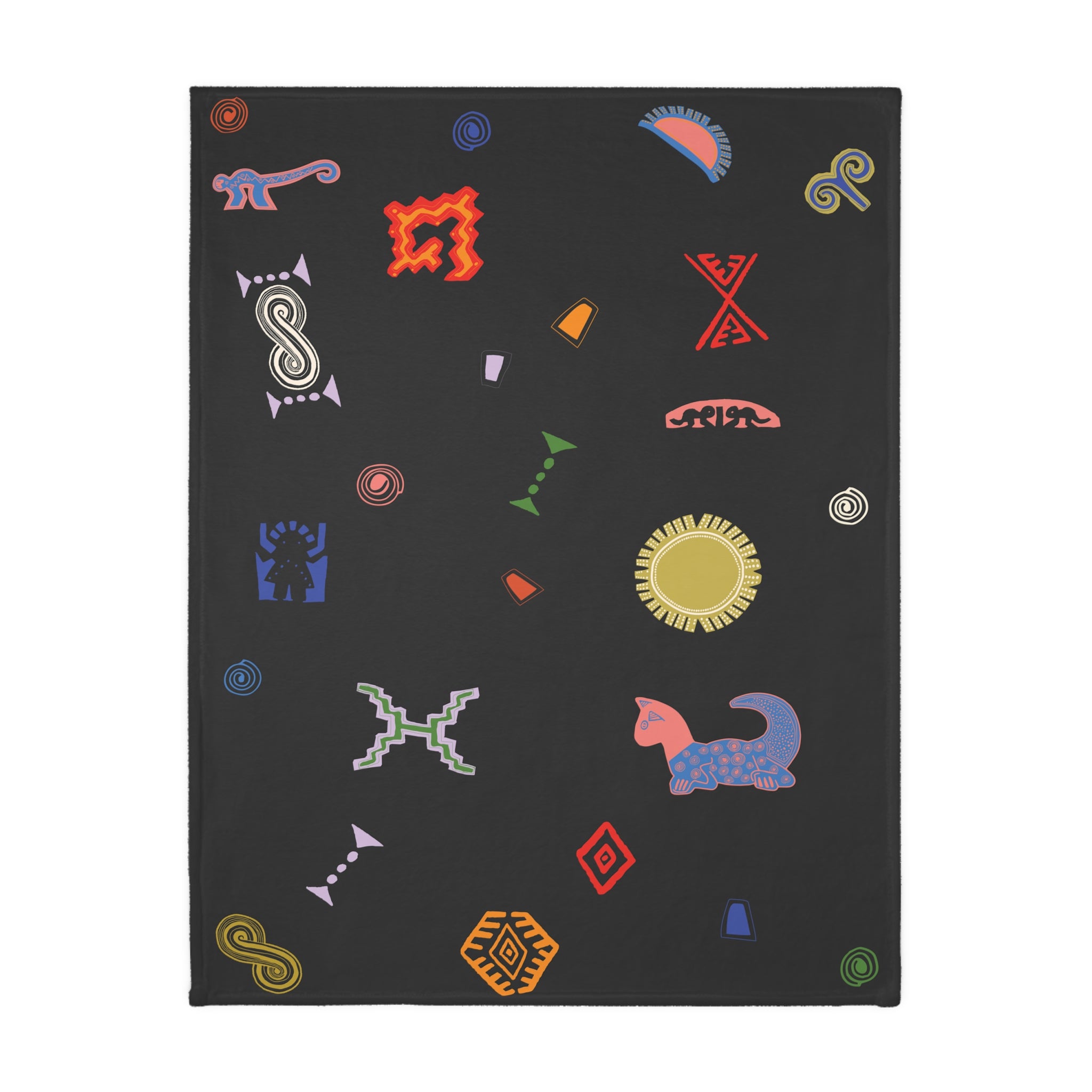 Colombian Dreams Abstract Cat Velveteen Microfiber Blanket (Two-sided print)