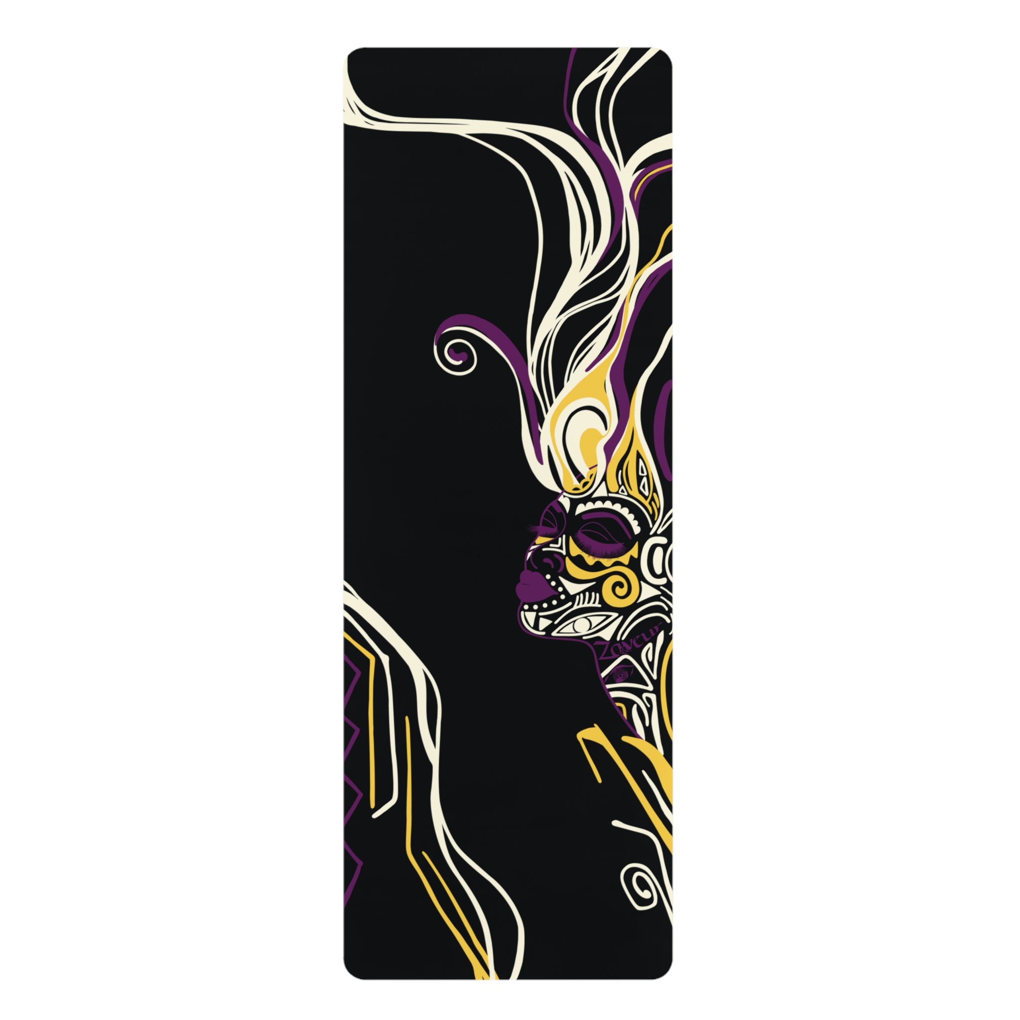 QUEEN OF PHOENIX Sugar Skull Illustration Rubber Yoga Mat | Day of the Dead Skull Design