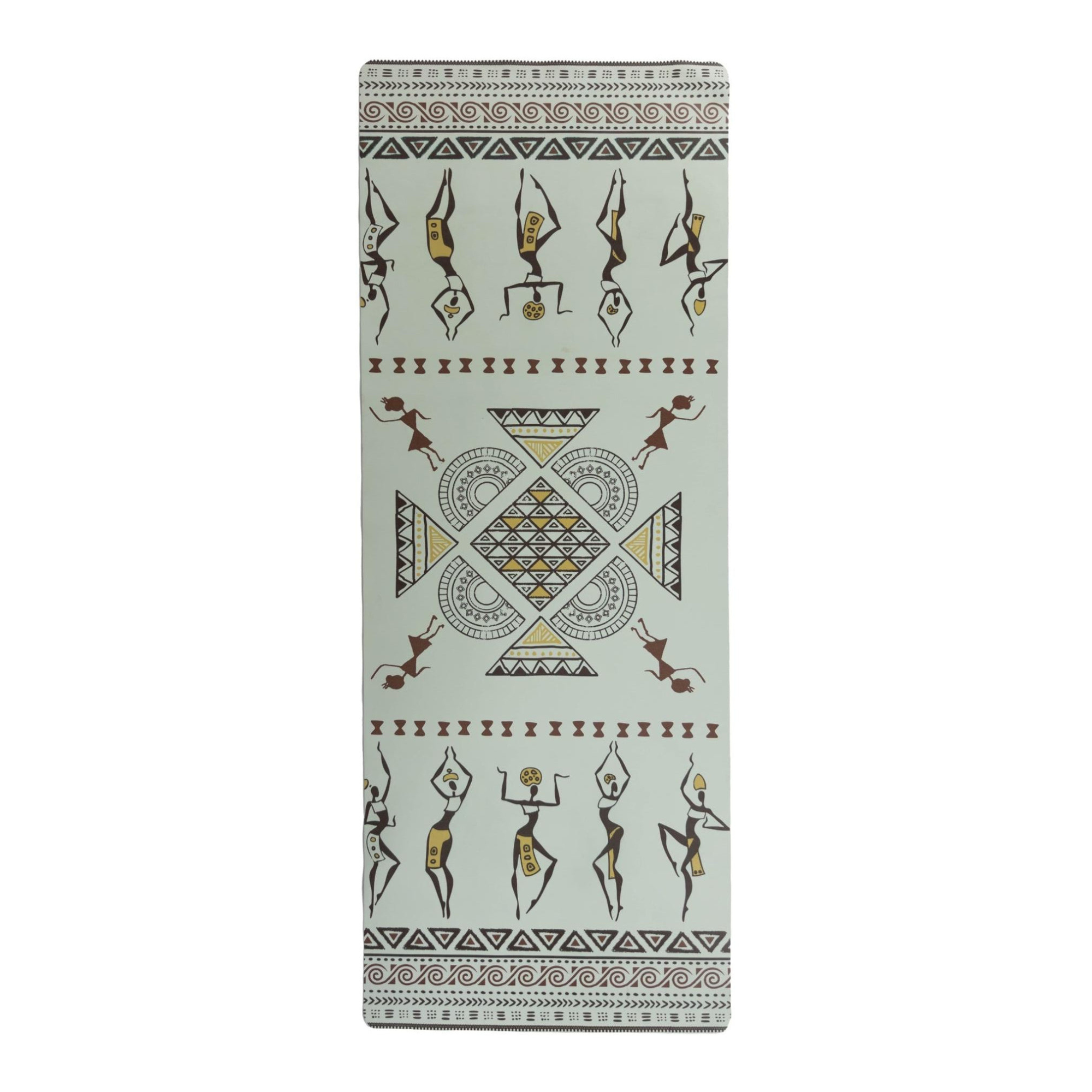 Dancing Ladies PU Yoga Mat – African-Inspired Non-Slip Alignment & Meditation Mat