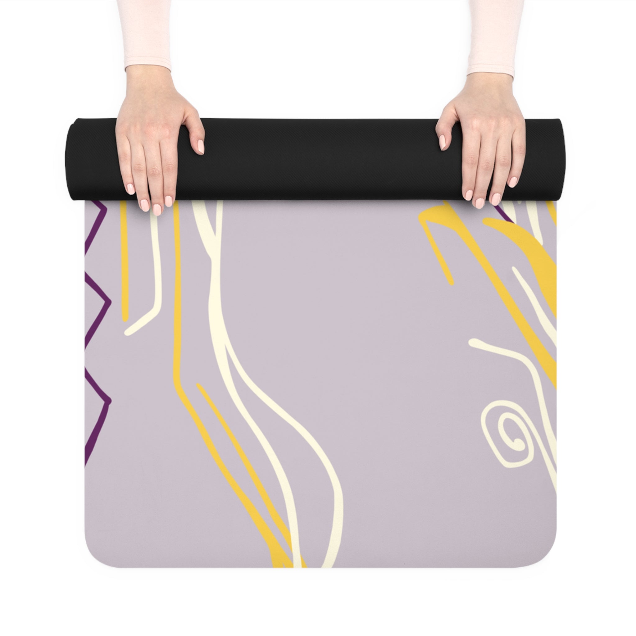 QUEEN OF PHOENIX Abstract Goddess Illustration Rubber Yoga Mat | Violet Yellow Flow