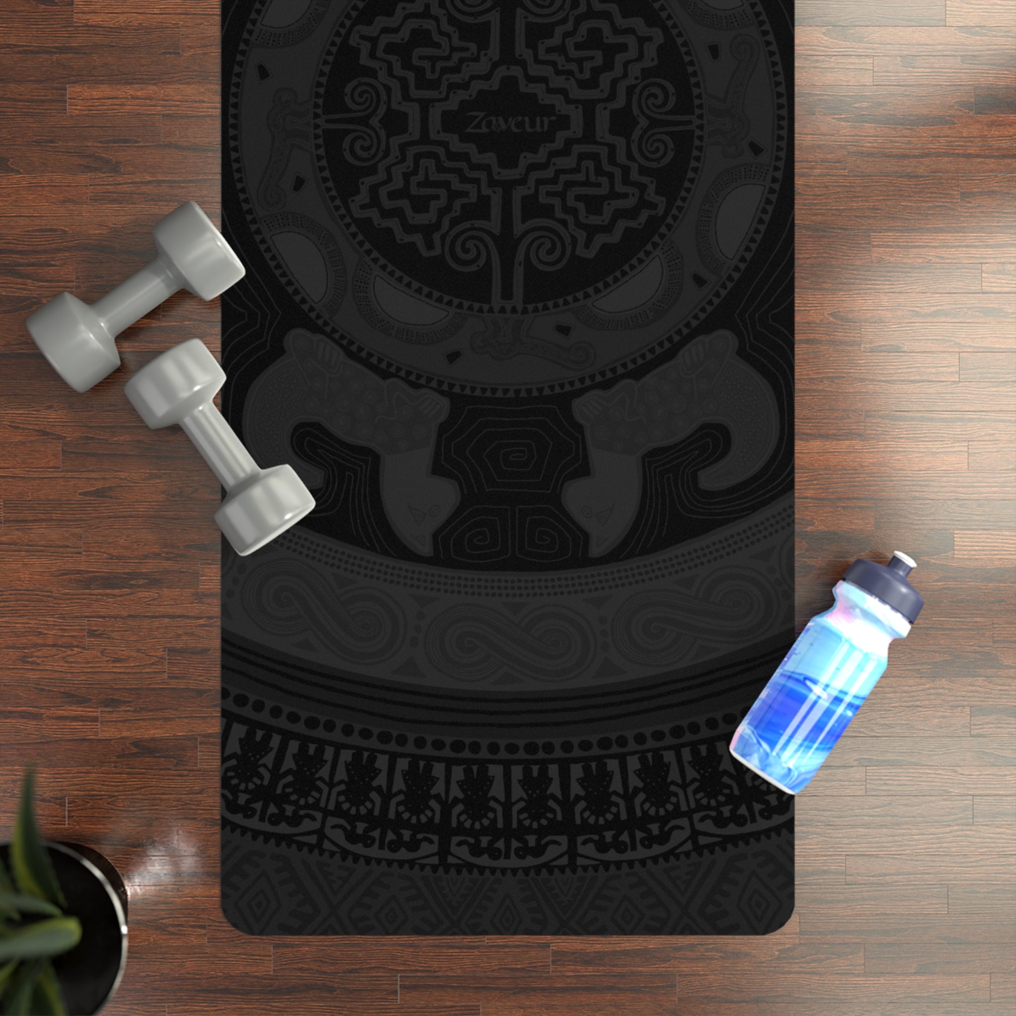 Colombian Dreams Yoga Mat | Black Mandala Pattern Rubber Yoga Mat