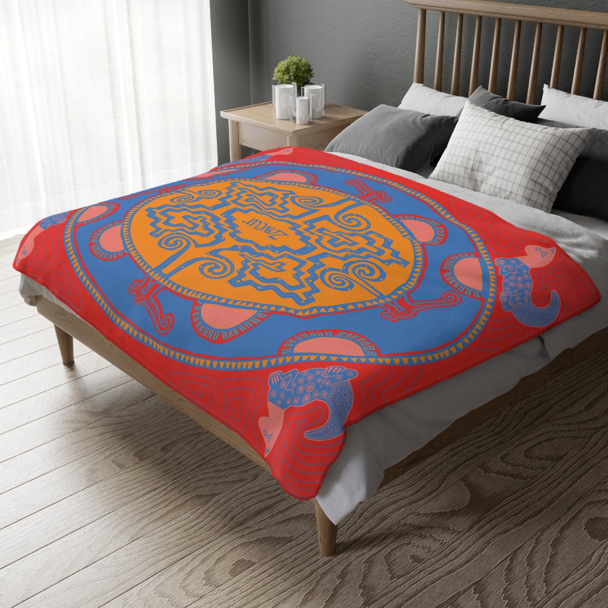 Colombian Dreams Abstract Geometric Pattern Velveteen Microfiber Blanket | Two-Sided Print