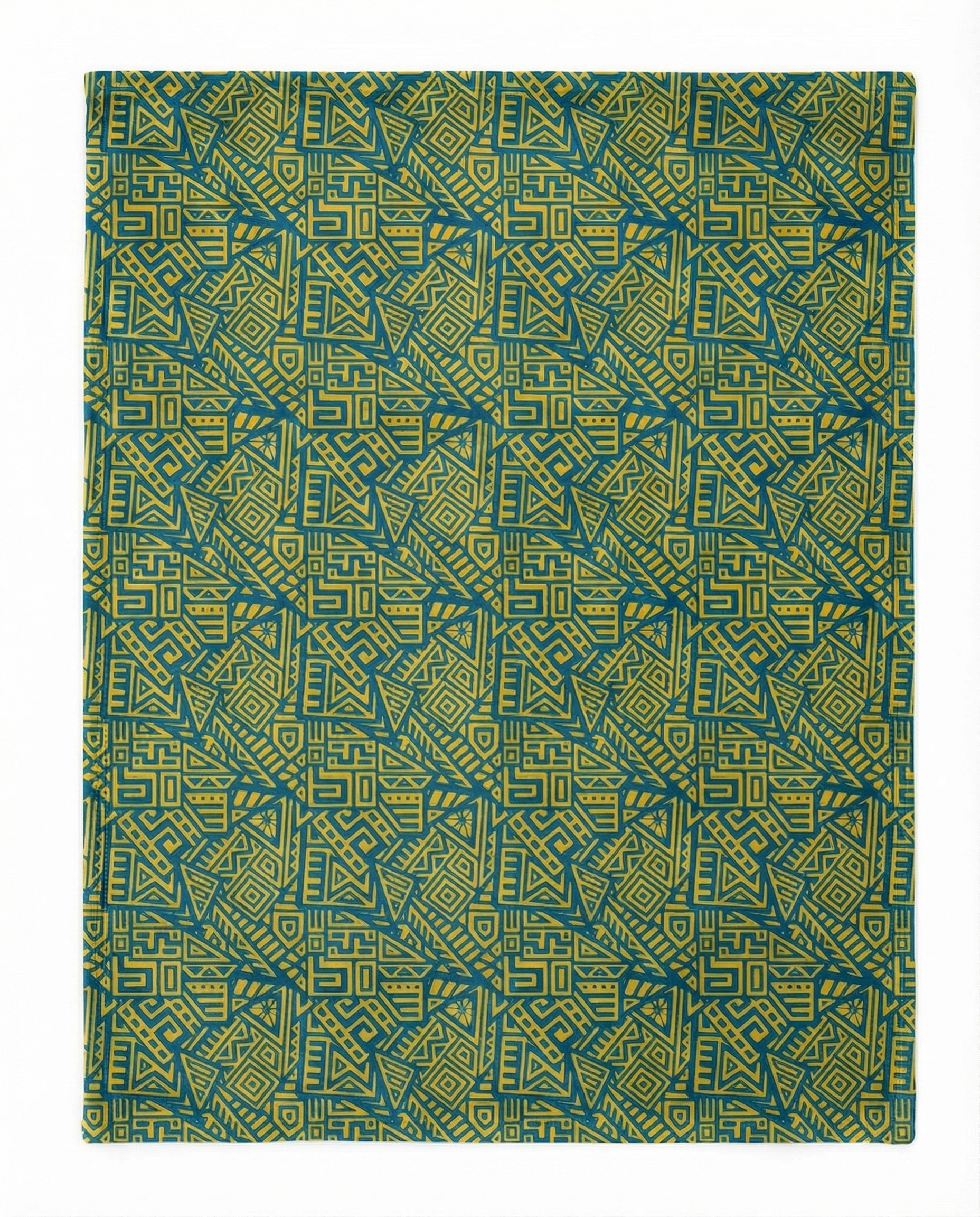 African Dancing Ladies Figures Blanket | Tribal Pattern Reversible Throw Light Blue and Yellow