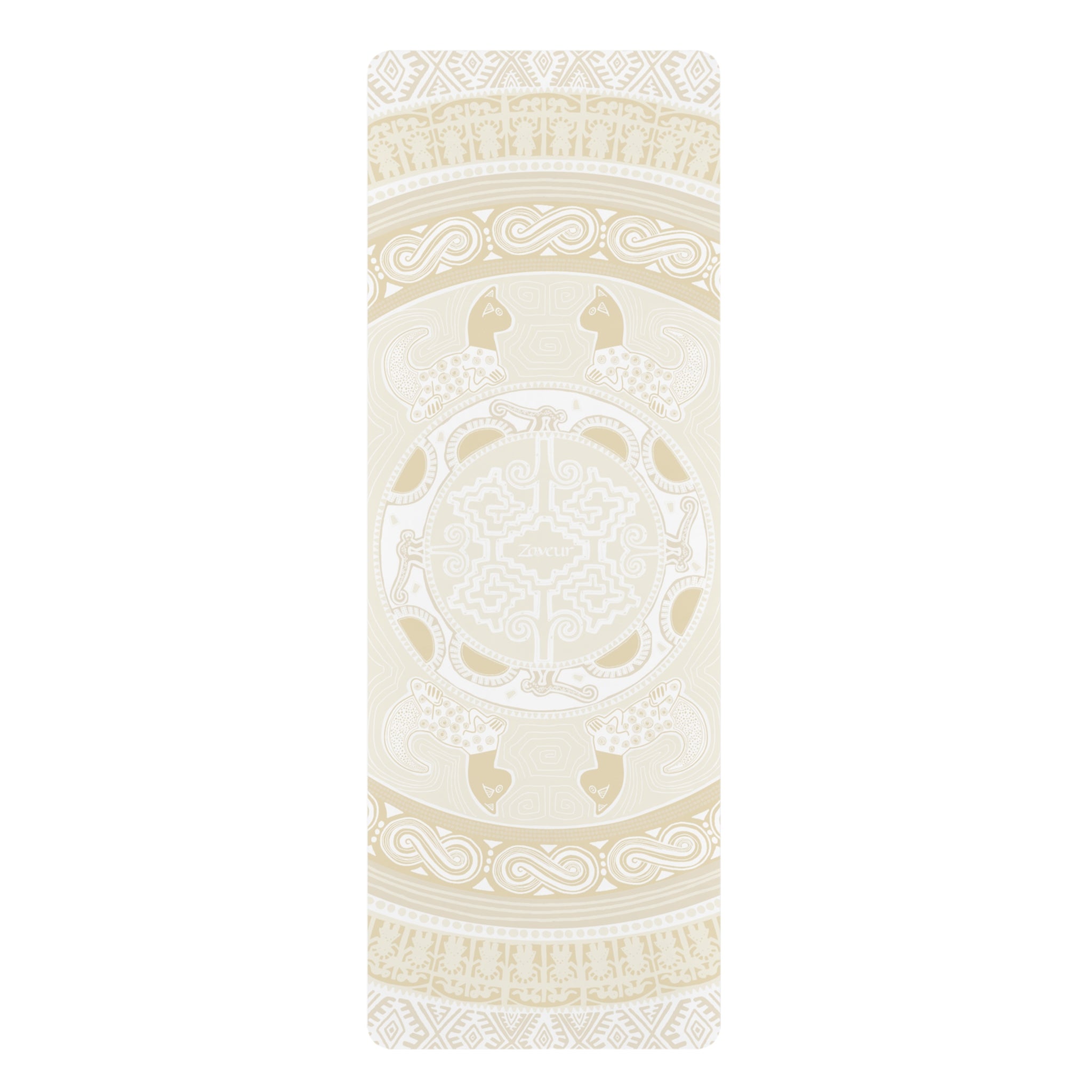 Colombian Dreams Yoga Mat  Beige Mandala Rubber Yoga Mat | Boho Lotus Meditation Design