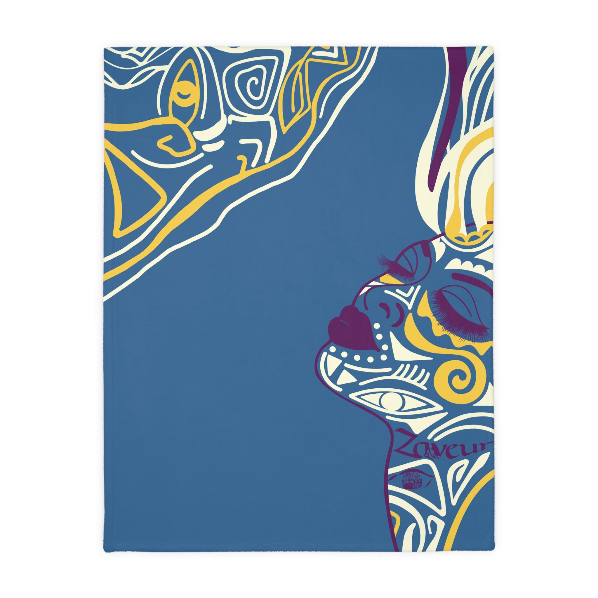 Queen of Phoenix Abstract Floral Face Blanket | Two-Sided Velveteen Microfiber