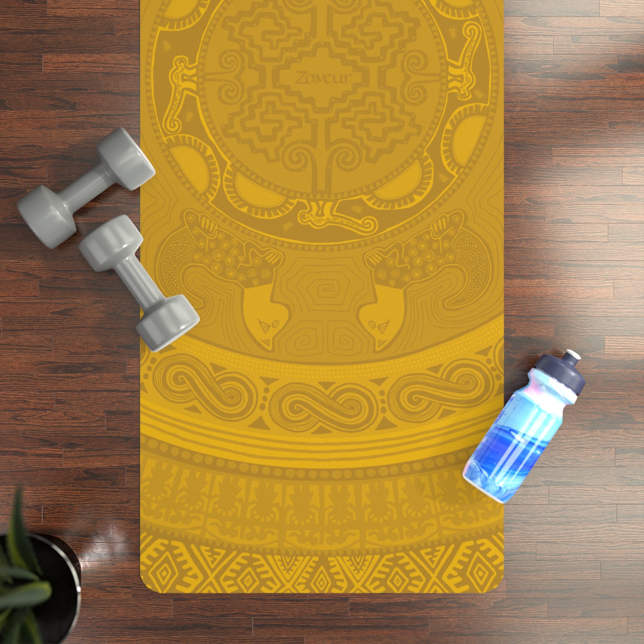 Colombian Dreams Yoga Mat | Golden Mandala Rubber Yoga Mat | Non-Slip Meditation Mat