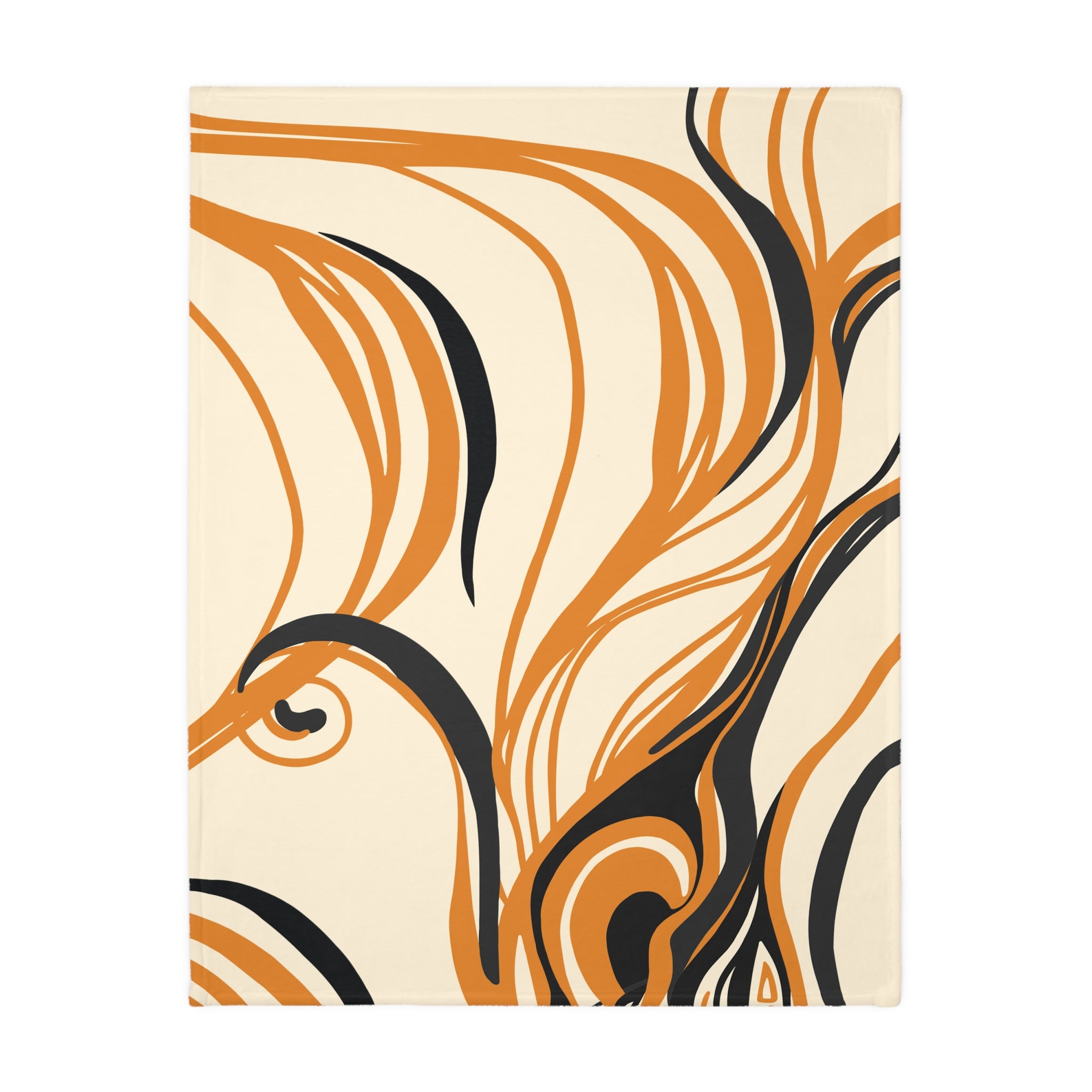 Queen of Phoenix Abstract Afro Woman Art Blanket | Two-Sided Orange Swirl Design