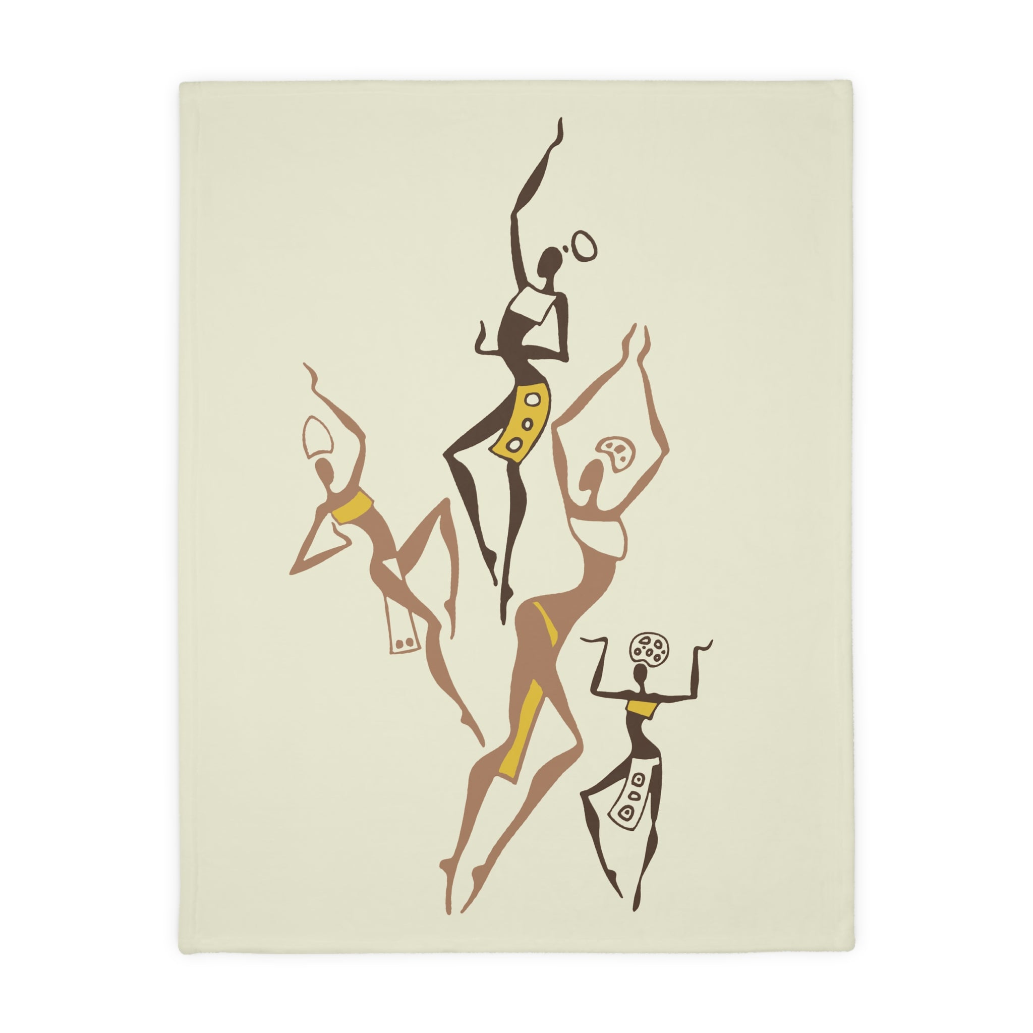 Dancing Ladies Velveteen Microfiber Blanket (Two-sided print)| OFF White and Yellow