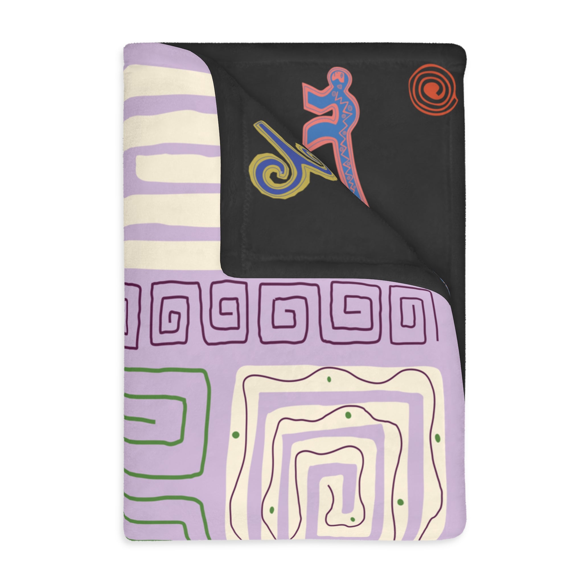 Colombian Dreams Abstract Cat Velveteen Microfiber Blanket (Two-sided print)