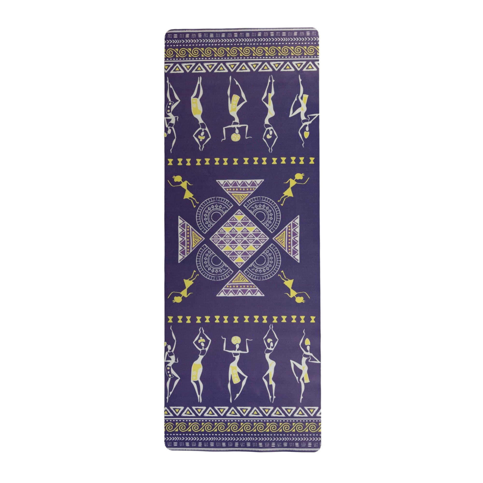 Dancing Ladies PU Yoga Mat – African-Inspired Non-Slip Alignment & Meditation Mat