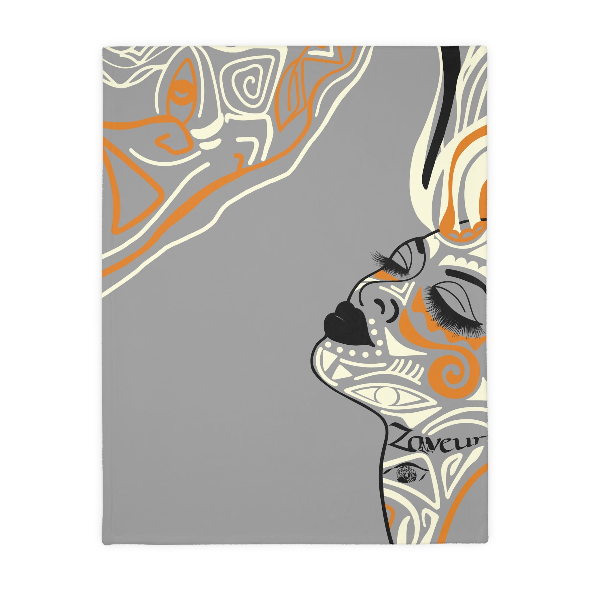 Queen of Phoenix Abstract Tribal Face Art Blanket | Velveteen Microfiber Blanket