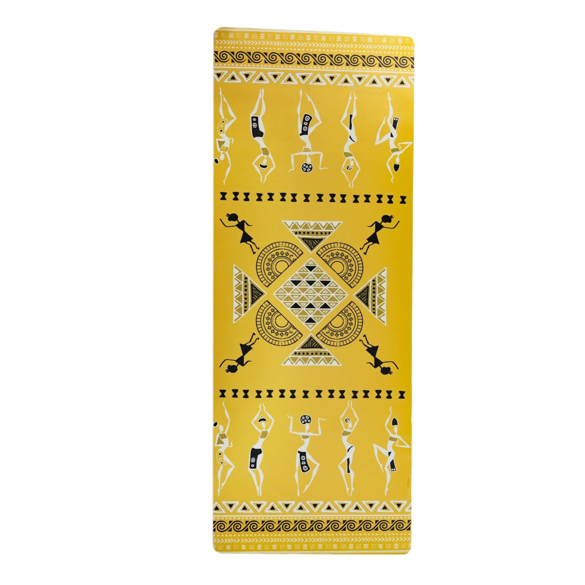 Dancing Ladies PU Yoga Mat – African-Inspired Non-Slip Alignment & Meditation Mat