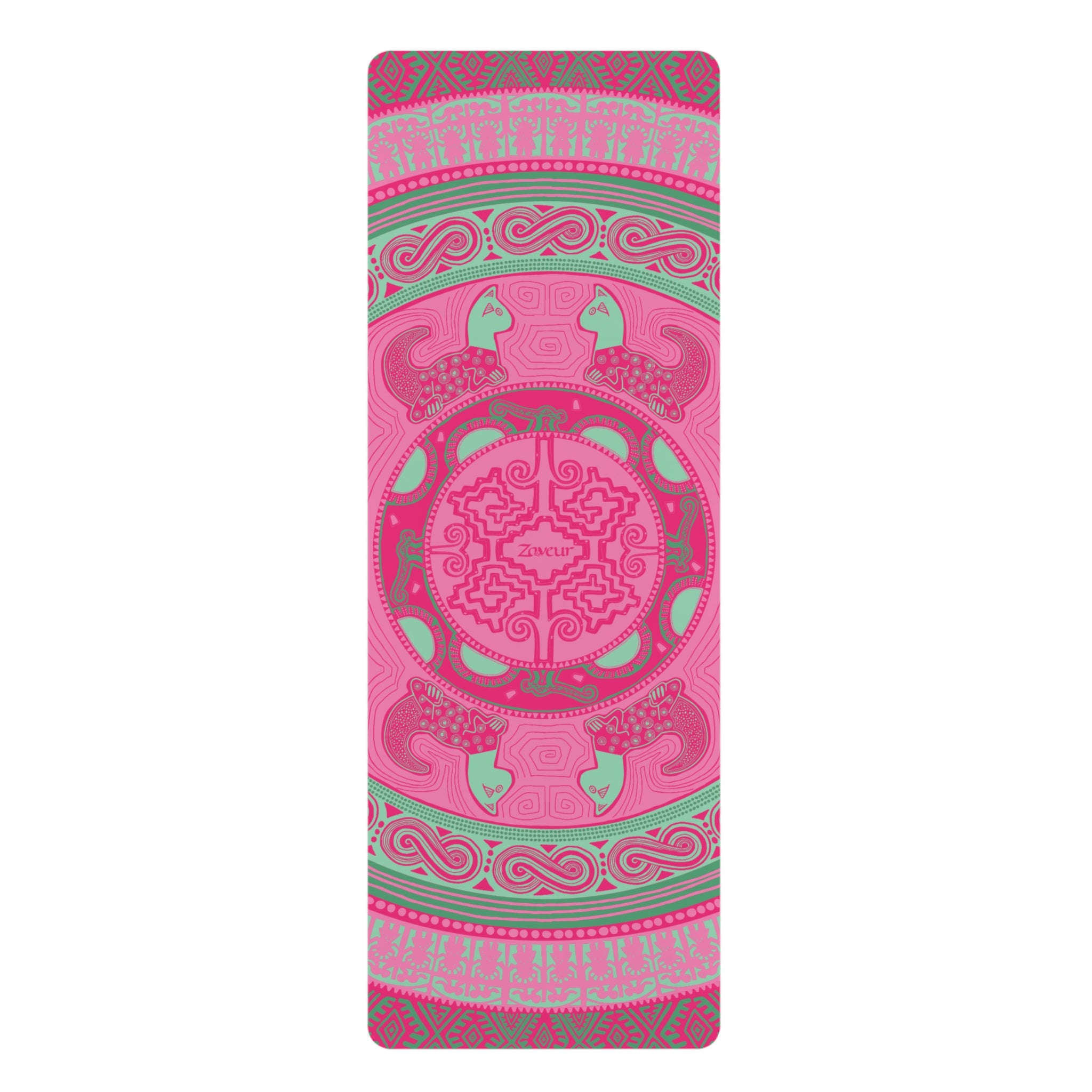 Colombian Dreams Yoga Mat | Pink Mandala Pattern Rubber Yoga Mat | Boho Meditation Mat