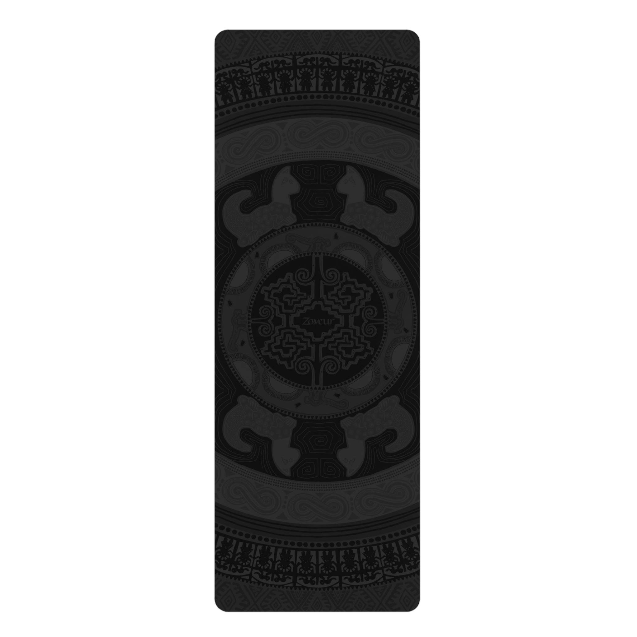 Colombian Dreams Yoga Mat | Black Mandala Pattern Rubber Yoga Mat