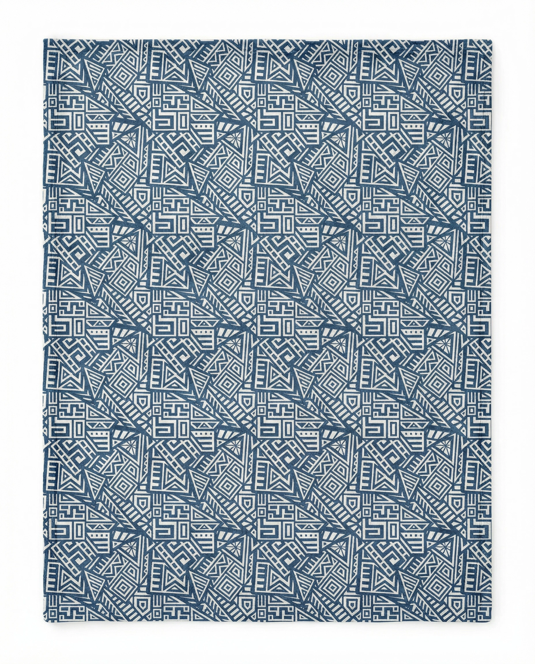 Dancing Ladies African Dancers Blanket | Geometric Pattern Reversible Velveteen Microfiber Blanket| Dark Blue and White