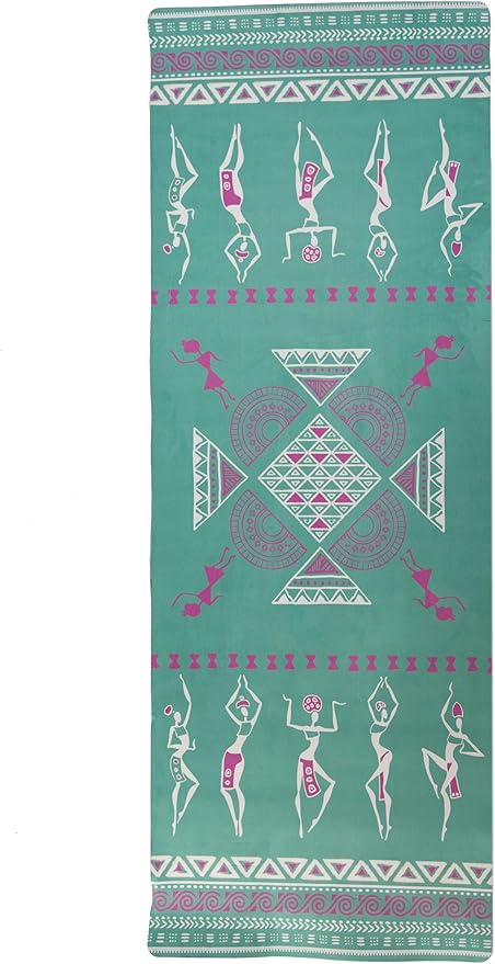 Dancing Ladies Yoga Mat - 27" W x 72" L Meditation Mat with Premium Soft Suede Front - Non Slip Exercise Mat with Rubber Back for Home Workout - Portable Exercise Floor Mat