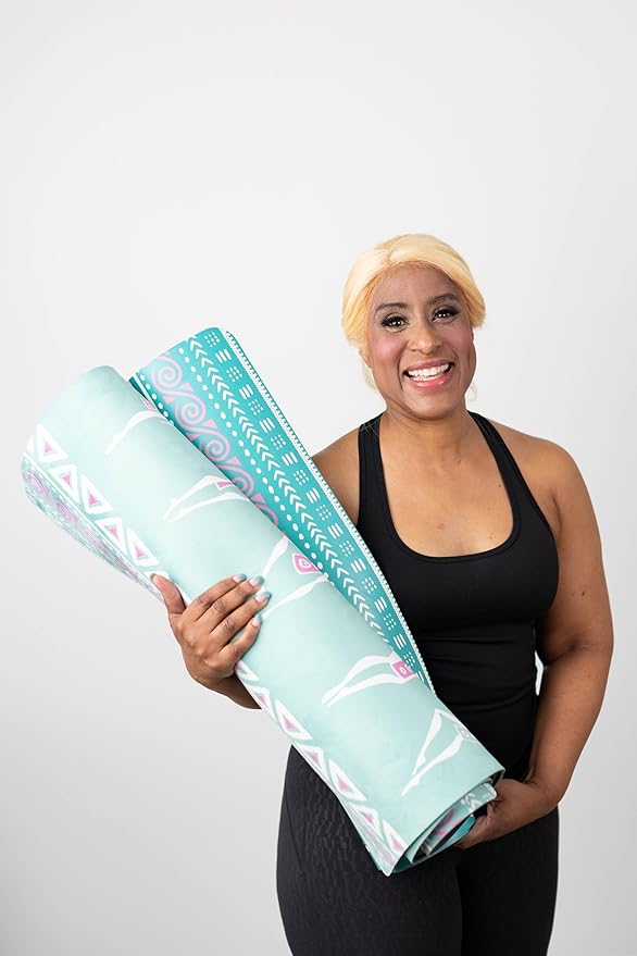 Dancing Ladies Yoga Mat - 27" W x 72" L Meditation Mat with Premium Soft Suede Front - Non Slip Exercise Mat with Rubber Back for Home Workout - Portable Exercise Floor Mat