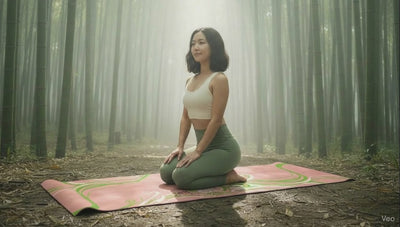 Person practicing outdoor yoga and meditation on a yoga mat in a natural setting, focusing on mindfulness, balance, and relaxation.